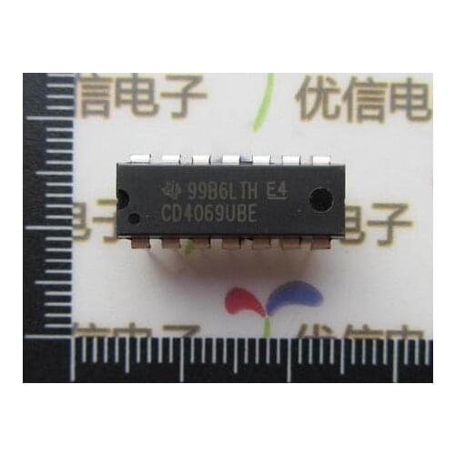 Free shipping HEF4069/HCF4069/CD4069 six NAND gate / inverter CD4069UBE DIP-14 CMOS HEX IVVERTER