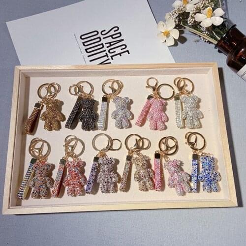 Bling shining South Koreas new claw drill violent bear keychain creative bear doll cute car key bag pendant