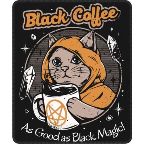Black Coffee Vintage Mouse Pad Japan Retro Cats Horror Satan Halloween Antislip MousePad Rubber Gamer Computer Laptop Pad