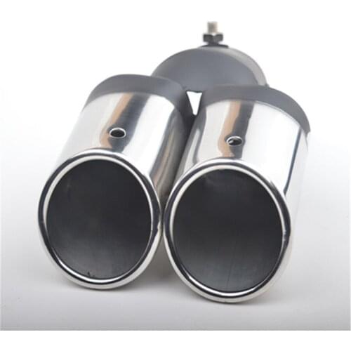 63mm 1to2 Dual Pipe Exhaust Pipe Tip Muffler Cover Car Modification Grilled Stainless for Car Original Tailpipes Less Than 5cm