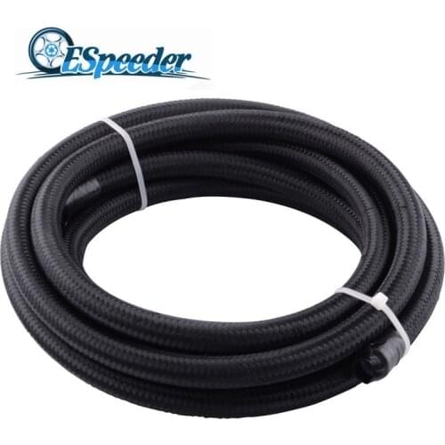 ESPEEDER Universal AN6 1/3/5 Meter Core Black Hose Oil Fuel Nylon Braided Hose Tubing PTFE Rubber Line Racing Pipe