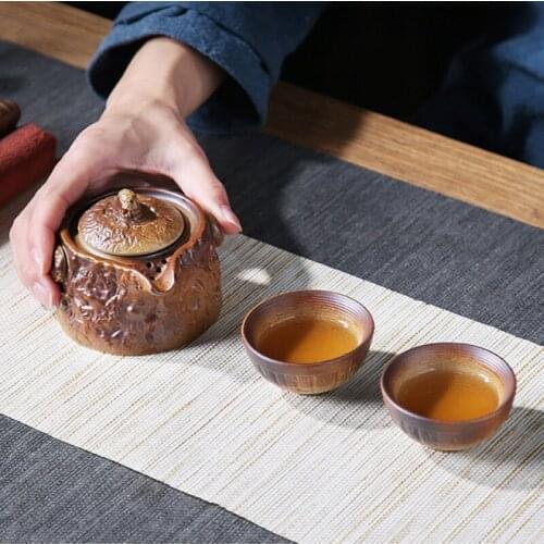 China Ceramic Japanese Tea Cup Set Portable Travel Teaware Kung Fu Tea Cup 1 Pot 2 Cups Home Office Vintage Drinkware Gaiwan