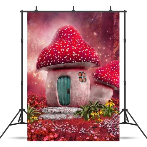 Mushroom Room Photography Background for Photo Shoot Props Child Kids Baby Vinyl Cloth Printed Photo Backdrop Photocall