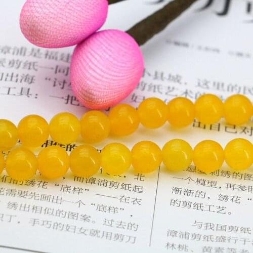 New Hot!8mm yellow chalcedony round loose beads 15" DIY suitable for women jewelry making design Wholesale