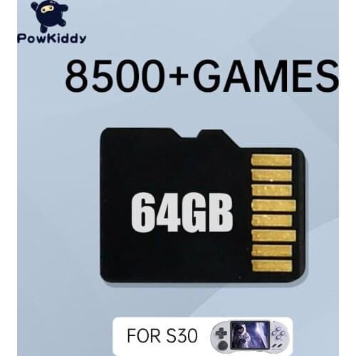 64GB Card For POWKIDDY S30 Game Console System Card Install 8500 Games Official Game Card