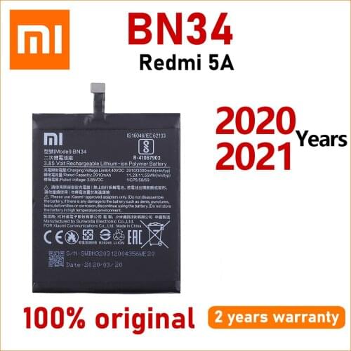 Xiao Mi New 100% Original BN34 Battery For Xiao mi Redmi 5A Redrice 5A 3000mAh Mobile Phone Batteries Bateria