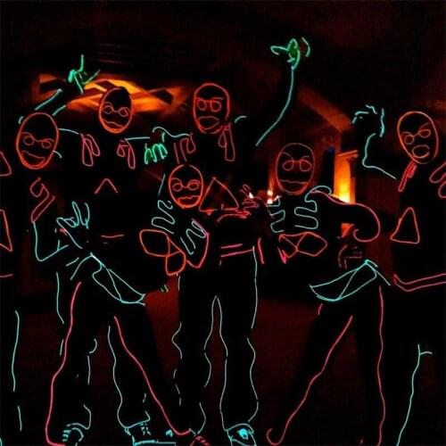 Cool Style Led Flashing Luminous Glowing EL Wire Suit Costume Party With Flashing Mask Dance Wear For Stage Show,Club, Bar,DJ