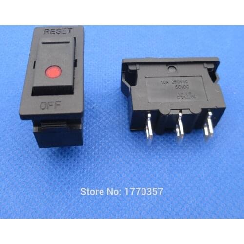 2pcs Overload protector Overcurrent protector Rocker switch with light 10A Overcurrent protection switch