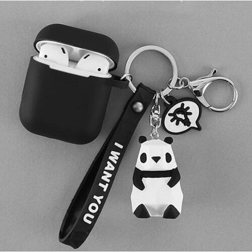 Cartoon For AirPods Case AirPods 2 Cover Cute Panda Pendant Keychain Silicone Earphone Cover for Air Pods Cover Fundas