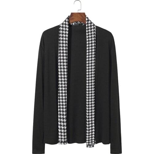 Classic Plaid Shawl Collar Cardigan Men 2020 Autumn Winter New Knitted Sweater Men Streetwear Casual Cardigans Sweaters Male xxl