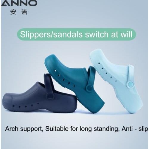 Soft Doctors Nurses Shoes EVA Anti-slip Clogs With Strap Operating Room Lab Slippers Chef Work Flat flip for Long Standing