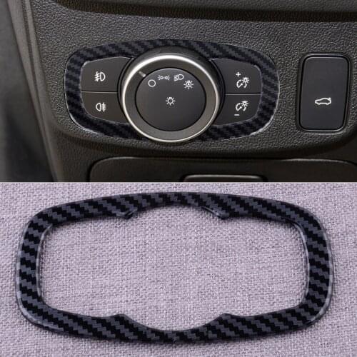 Car ABS Carbon Fiber Style Interior Front Headlight Switch Button Cover Trim Fit For Ford Focus 2020 2019