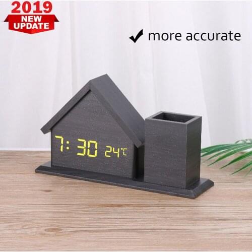 Desktop Clock Display Time Watch Modern Office Design Home Shape Digital Alarm Clock With Calendar Table Clock
