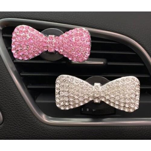 2021 New Car Accessories Girls Decoration Interior Car Bling Bowknot Auto Outlet Perfume Clip Flavoring in Car Aroma Diffuser