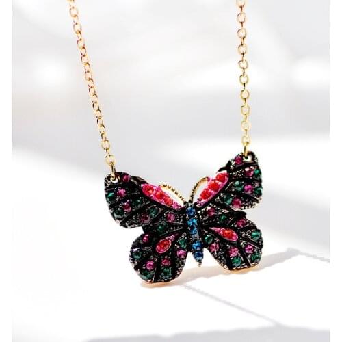 2021 New Products Womens Fashion Trend Enamel Butterfly Elf Pendant Clavicle Necklace dropshipping