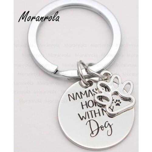 New arrive "namast 'ay home with my dog "Necklace &keychain charm Dog paw Gift For Dog lover fur mama dog mama