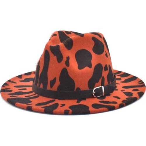 New Fashion Belt Fedoras Women Spring Jazz Hat Wide Brim Cow Hats Gentleman Elegant Chapeau Femme NN8
