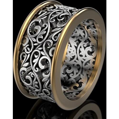 Creative Retro Hollow Pattern Male and Female Couple Wedding Rings Fashion Prom Valentines Day Gift Jewelry