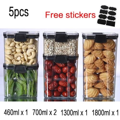 Transparent sealed tank square kitchen storage box nut dry goods storage tank moisture-proof sealed tank Fall resistant tidy hot