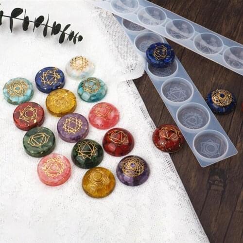DIY Epoxy Resin Mold Seven Chakras Silicone Mold Semicircle Hemisphere Round Mirror Silicone Crystal Epoxy Mold 2PCS/Set
