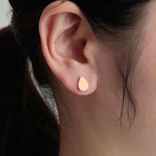 Chandler Tiny Mini Kpop Stainless Steel Water Drop Stud Earring Teardrop Droplets Studs For Women Top Quality Luxury Gift Bijoux