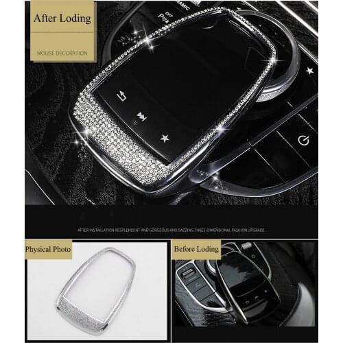 JanDeNing For Car Special Center Console Mouse Decorative Sticker Trim With Diamond for 2015-2018 Mercedes C Class/2016-2019 GLC