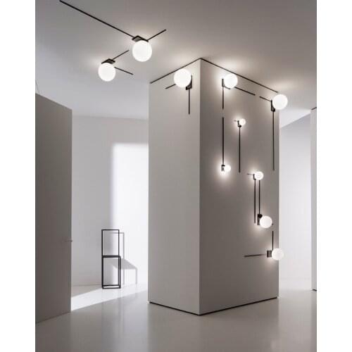LED Wall Light Minimalist Modern Bedroom Bedside Glass Ball Wall Light Living Room TV Background Nordic Home Deco Black Sconces