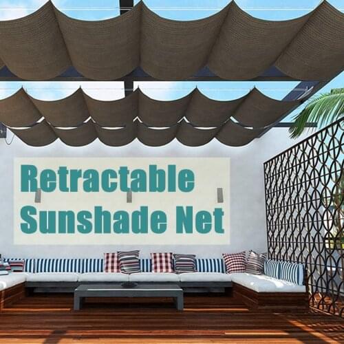 Telescopic Wave Sunshade HDPE Anti-UV Shading Net 0.9m Width Home Terrace Balcony Privacy Safety Fence Netting Canopy Shadow