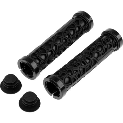 Bike MTB Bicycle Handlebar Fixed Gear Lock-on Silicone Anti-Slip Grips with End Plugs