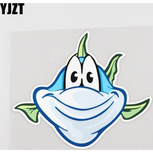 YJZT 14.4CMX12.4CM Interesting Fish Car Sticker Marine Organism Pvc Decal 6A-0019