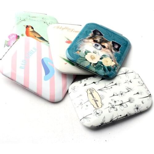 1pcs Double-sided Mirror Foldable Makeup Mirrors Lady Cosmetic Ractangle Portable Compact Pocket