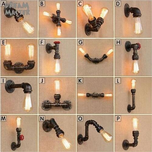 Loft Industrial iron rust wall light with switch Water pipe retro wall lamp Vintage e27 sconce lighting indoor decor fixtures