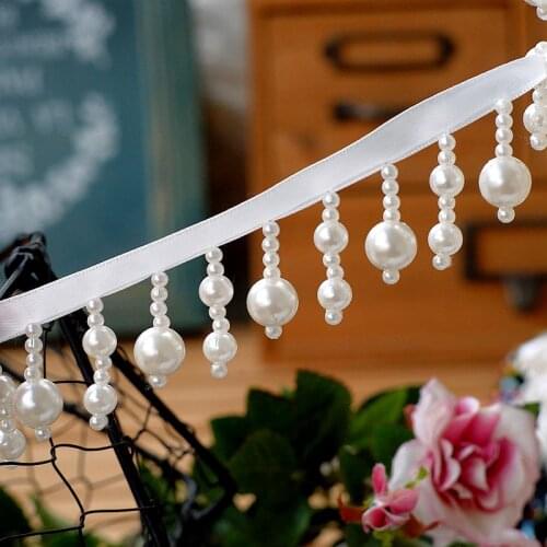 1meter Pearl pendant tassel lace accessories DIY home textile decoration clothing handmade materials