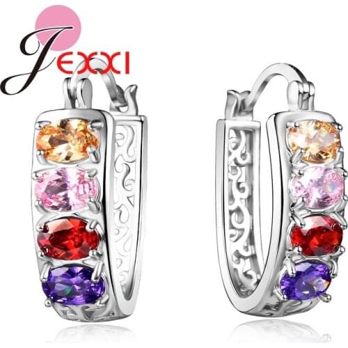 New Crystal Zircon Earrings Women 925 Sterling Silver Earrings Fashion Jewelry Accessories Girl Shinny Jewelry CZ Crystal