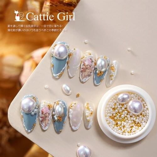 1Box Angel Mermaid Pearl 3D Nail Decorations Frame Statues DIY Nail Accessories Bridal Nail European Style Design