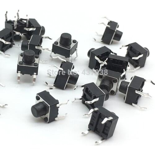 100pcs 6*6*6mm Panel PCB Momentary Tactile Tact Push Button Micro Switch 4 Pin DIP Light Touch 6x6x6mm Keys Keyboard