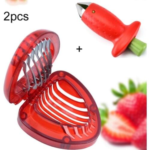 2PCS Strawberry Slice Section Slicer Huller Fruit Vegetable Leaf Stem Remover Tomato Stalks Stainless Steel Mini Slicer Cut