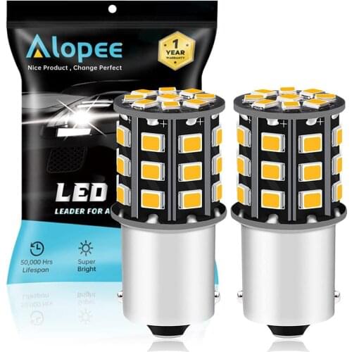 2-Pack 1156 BA15S 1141 1073 7506 1003 2835 33 SMD LED Light Bulb For 12V-24V DC Car Tail Blinker LED Bulb Light Amber / Yellow