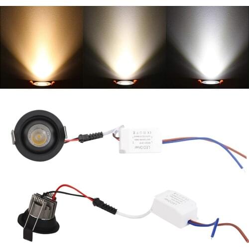 3W Dimmable LED COB 2.16in Recessed Ceiling Downlight Spotlight Lighting 110V 220V 30W Equivalent Light Bright Lamps with Driver