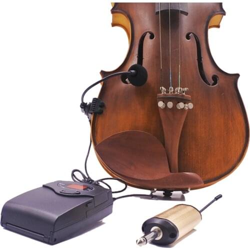 4/4 violin fiddle wireless microphone system UHF bodypack transmitter receiver portable instrument pickup radio mic