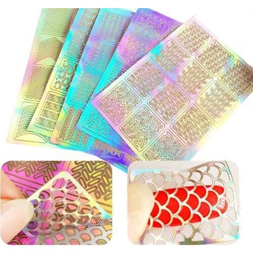 60 pieces 5 sheets styles nail stencils Art nail stickers set Cute nail Art designs nails Stencil sheets