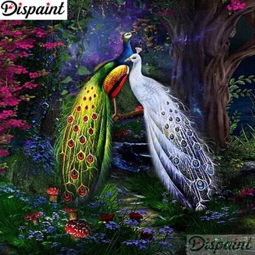 Dispaint Diamond Painting "Animal peacock" Cross Stitch Custom Photo Diamond Embroidery Square Round Drill Home Decor A27106