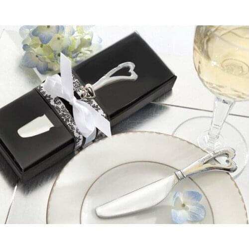 Free shipping 100 pcs/lot "spread the love" stainless steel heart butter knife wedding favors and gifts for party giveaways