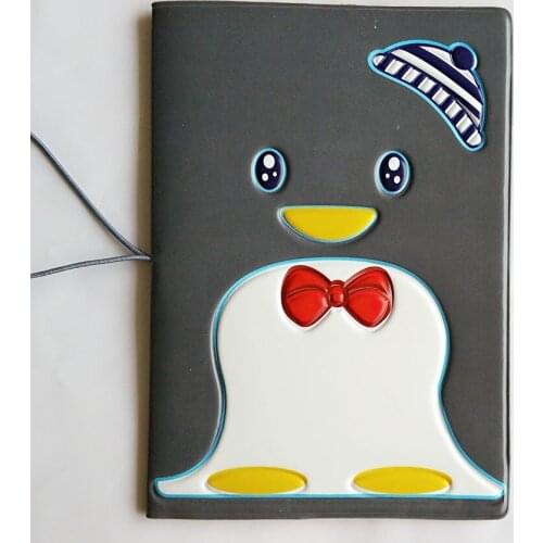 Black Penguin Passport Holder ID Card Holder 3D Design PVC Leather Business Card Bag Passport Cover 14*9.6CM