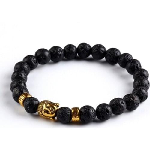 Hot! New Fashion lava stone natural stone Buddha head bracelet jewelry plated gold/silver Buddha male and female models