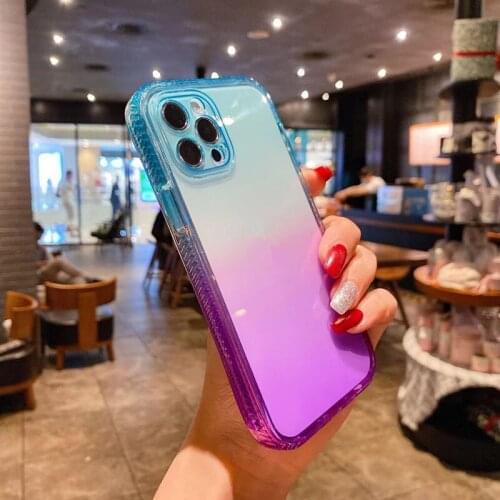 Gradient Dual Color Transparent Shockproof Phone Cases for iPhone 12 Mini 11 Pro XR XS MAX 8 Plus