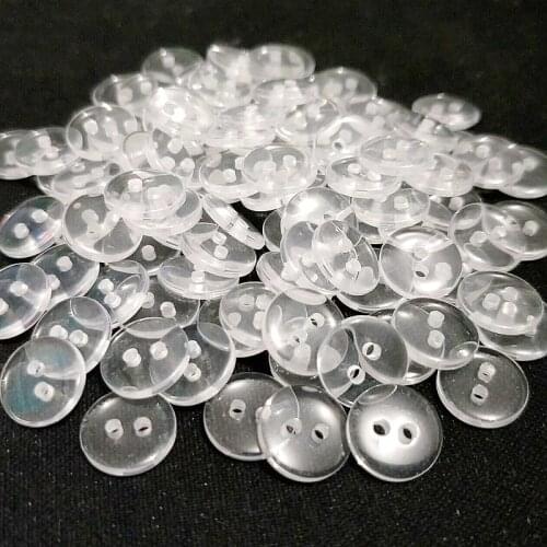 HL 50pcs 10mm Round Shape 2 holes Transparent Resin Buttons Kids Garment Sewing Accessories DIY Scrapbookings