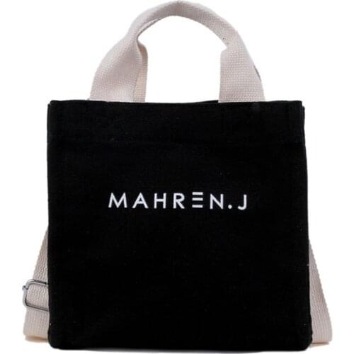 Canvas Bag One Shoulder Messenger Bag Women Handle Letter High-capacity Simple Portable Small Square Bag