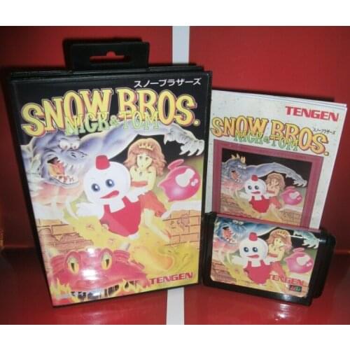 Snow Bros - MD Game Cartridge Japan Cover with box and manual For Sega Megadrive Genesis Video Game Console 16 bit MD card