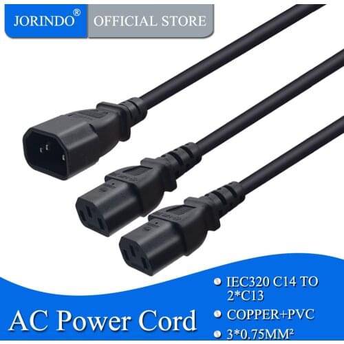 JORINDO 2M/6.5FT IEC320 C14 TO 2*C13 Y Cape Divider Power Extension Cable,C14 3 pin pulg to Two C13 Adapter Cable